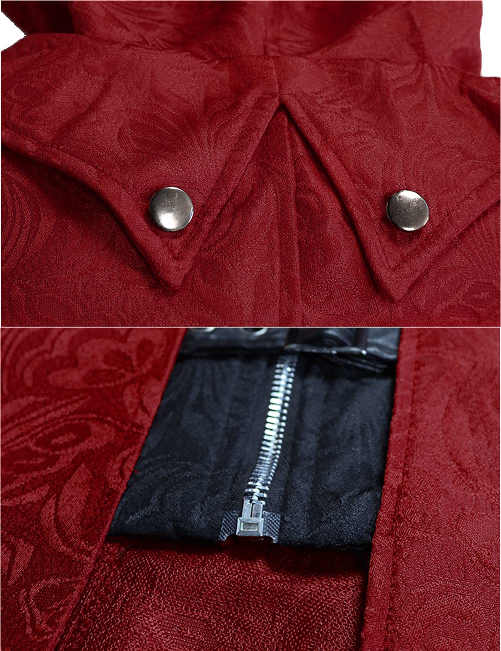 Medieval Renaissance Costume for Men Vampire Viking Trench Steampunk Gothic Coat Halloween Cosplay Party Outfits (XX-Large, Burgundy)