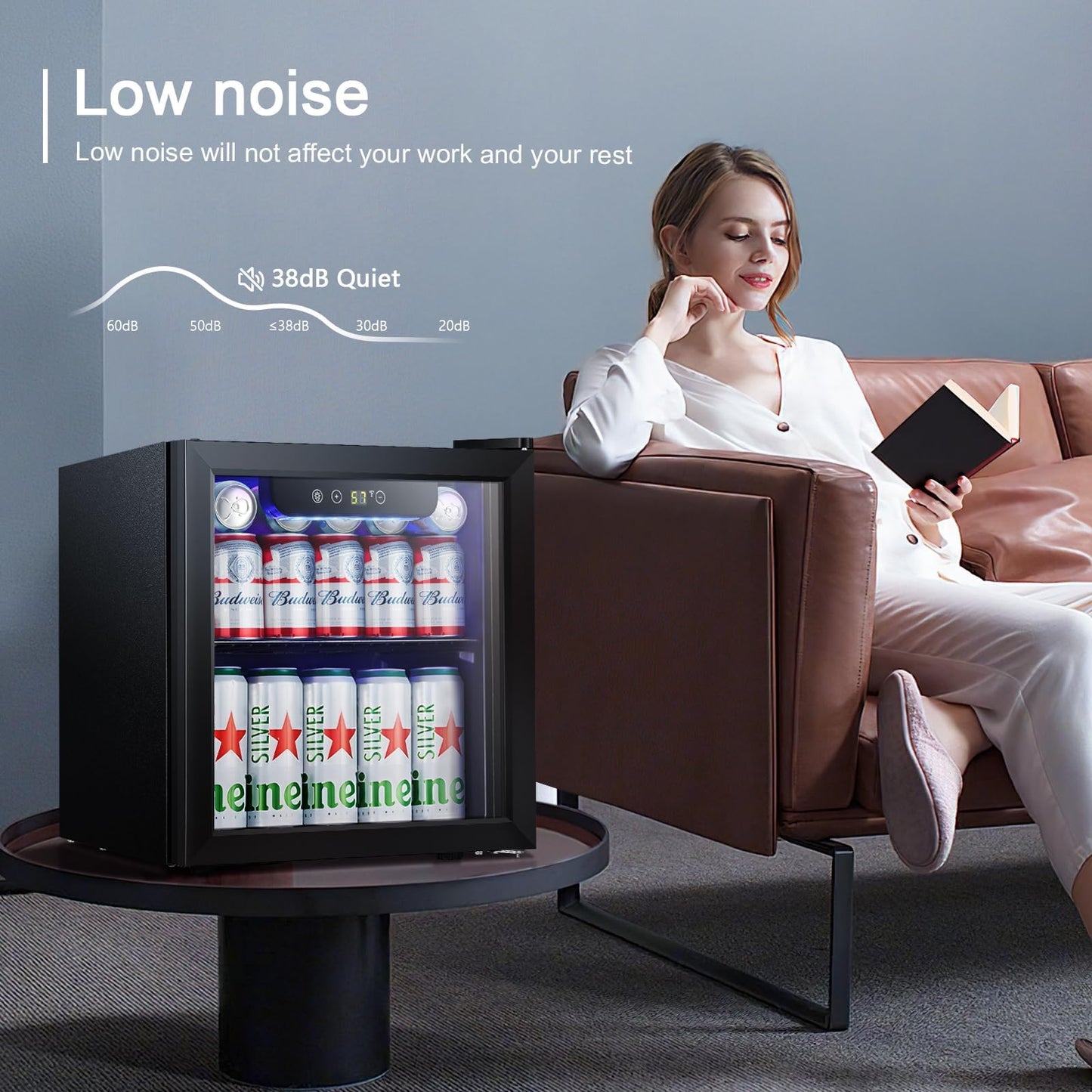 Antarctic Star Mini Fridge Cooler - 12 Bottle 48 Can Beverage Refrigerator Glass Door for Drinks or Beer Wine –Small Drink Dispenser for Home, Office or Bar, Electronic Temperature Control，1.3cu.ft.