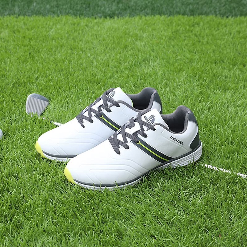 Waterproof Golf Shoes Men Professional Golf Sneakers Spikless Light Weight Walking Footwears Outdoor Male Walking Shoes (10.5,White)