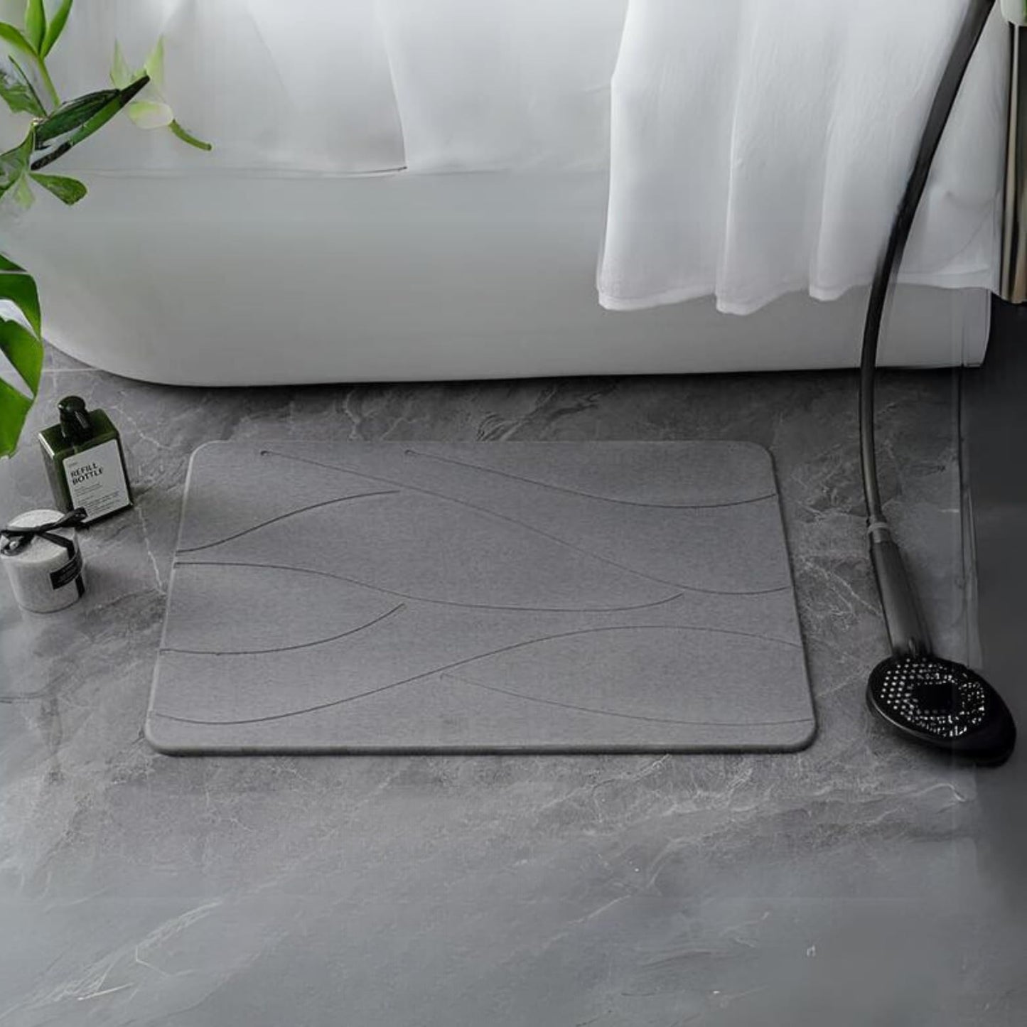 IDYFODOL Diatomite Stone Bath Mat Super Absorbent Quick Dry Easy to Clean Non Slip Versatile Mat for Bathroom, Kitchen, and More - 40x60 cm (Diatomite, Grey)