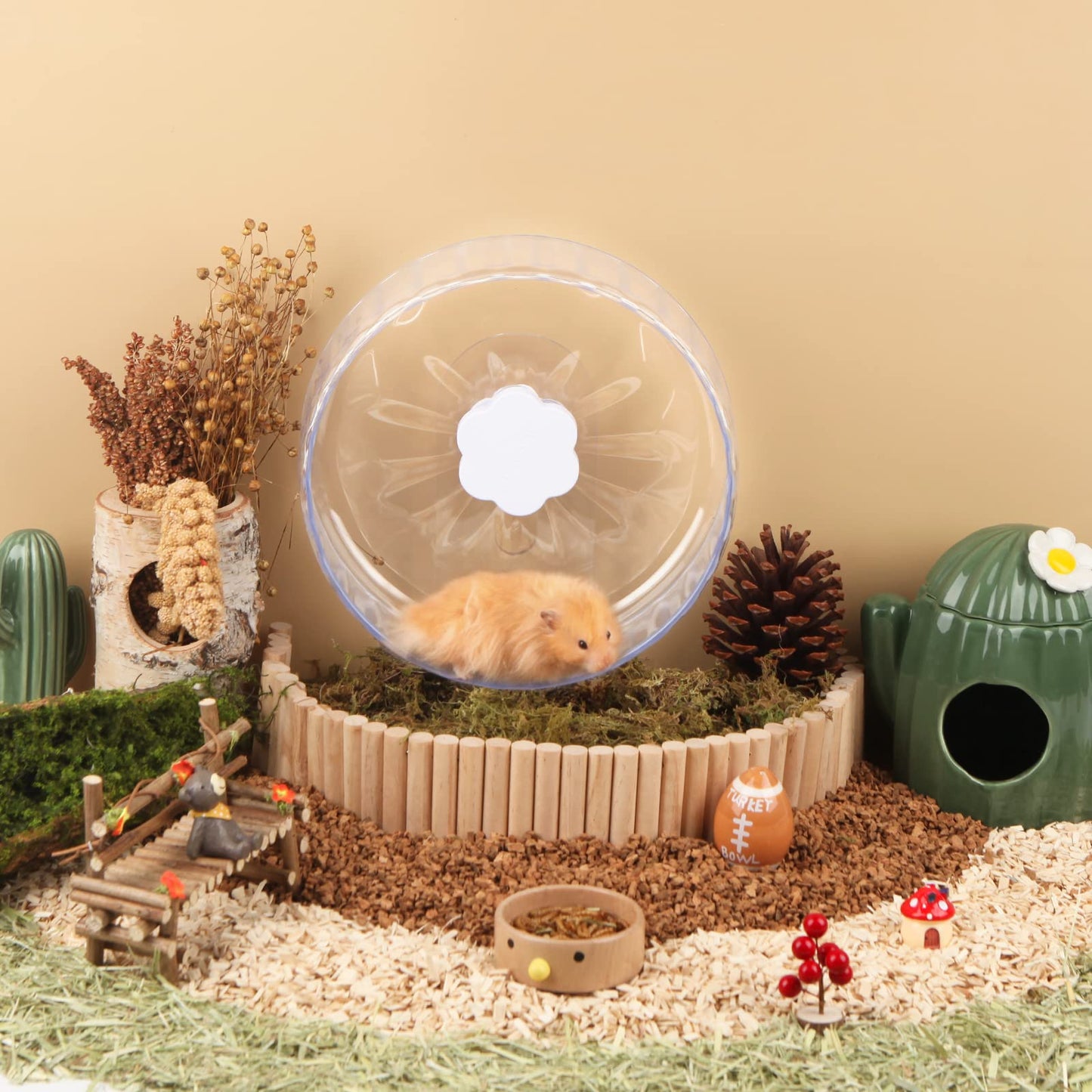 Bucatstate Hamster Wheel Super-Silent 26cm with Adjustable Base Dual-Bearing Exercise Wheel Quiet Spinning Running Wheel for Dwarf Syrian Hamster Gerbils and Other Small Animals
