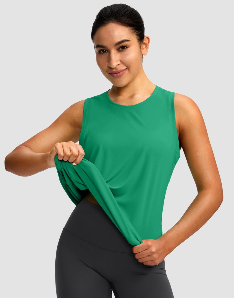 Women's Workout Tops Racerback Athletic Tank Tops Sleeveless Loose Fit Yoga Running Gym Shirts for Women(Green,M)
