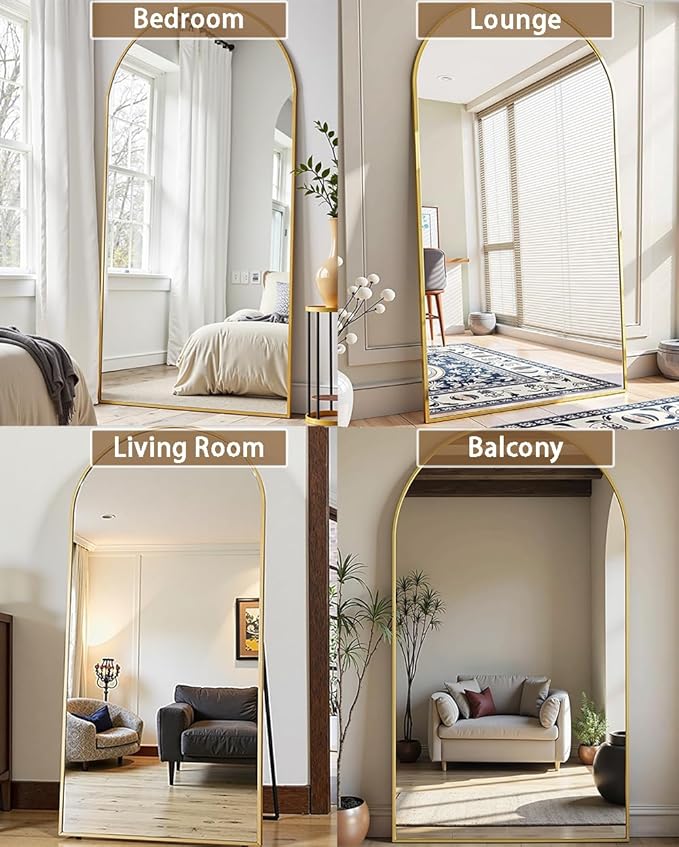 Full Length Mirror, Oversized 78"x38" Arched-Top Floor Mirror, Free Standing Mirrors, Modern Full Body Mirrors with Aluminum Alloy Frame for Bedroom,Living Room, Gold