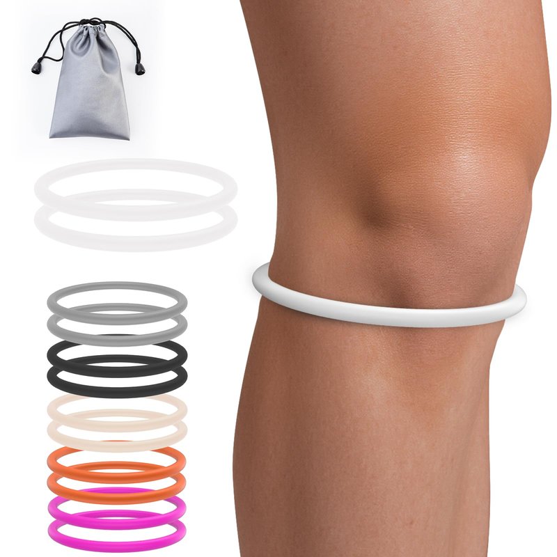 GREBIKE 2PCS Patellar Tendon Support Strap for Knee Pain Relief, Keen Bands for Basketball, Running, Tennis, Soccer and Hiking, Silicone Patella Band for Women and Men, Includes Storage Bag (White)