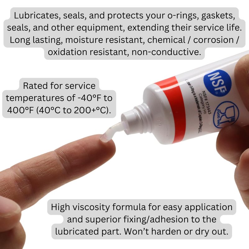 Captain O-Ring - NSF Food Grade Silicone Lubricant Grease for O-Rings, Seals, Gaskets, Pumps, Pool Spa, Plumbing, Faucets, Valves, More (1.76oz, 50g)