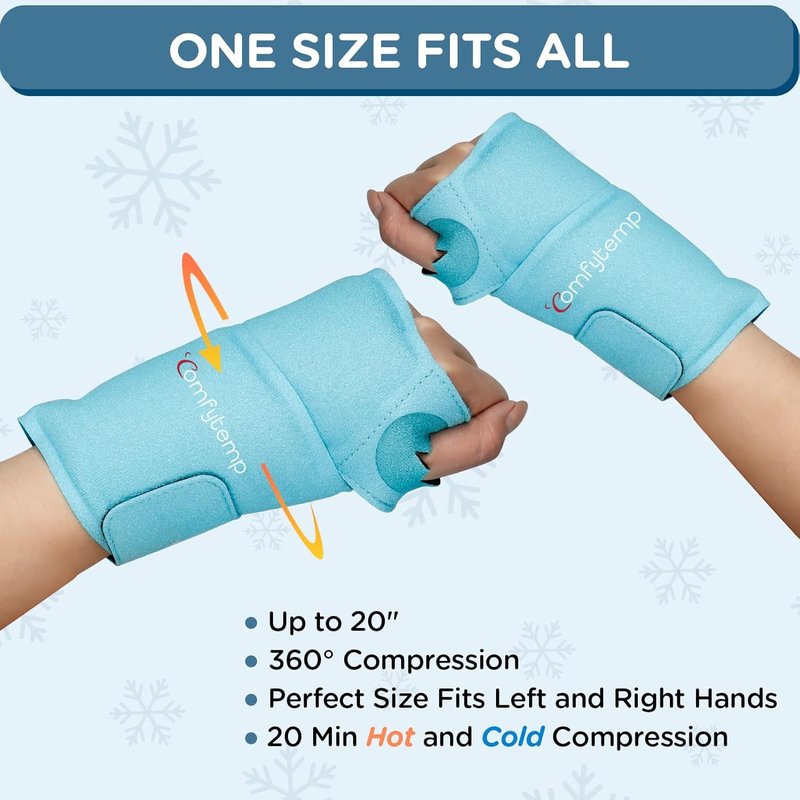 Wrist Ice Pack Wrap for Carpal Tunnel Relief | Reusable Gel Compress for Hand Pain - 2 Packs