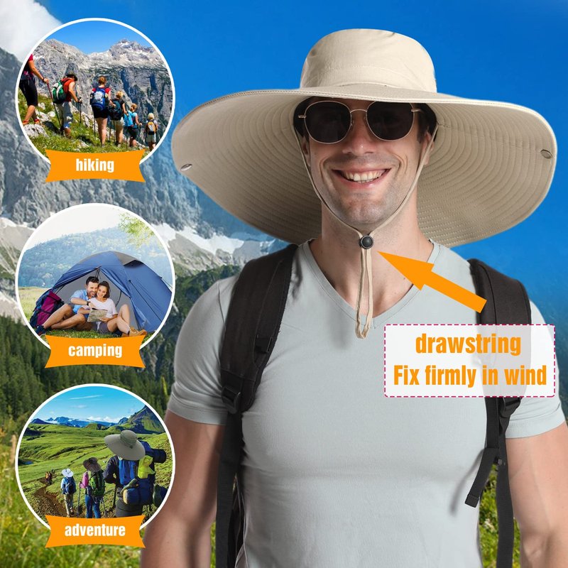 HUAMULAN Wide Brim Sun Hats Men and Women Bucket Safari Fishing Hat for Hiking Garden Lawn Work Camping Outdoor