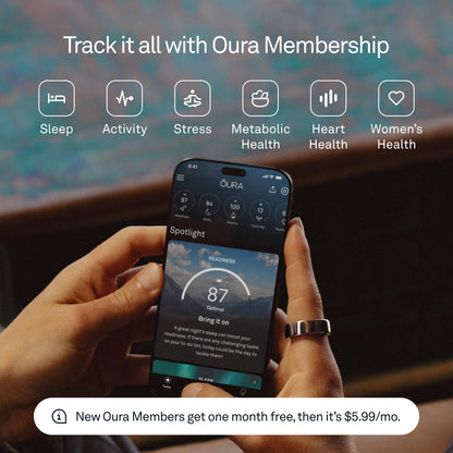 Oura Ring 4 - Silver - Size 8 - Smart Ring - Unique Sizing, Not Standard US Ring Sizes - Size First - Sleep Tracking Wearable - Heart Rate - Fitness Tracker - Up to 8 Days of Battery Life