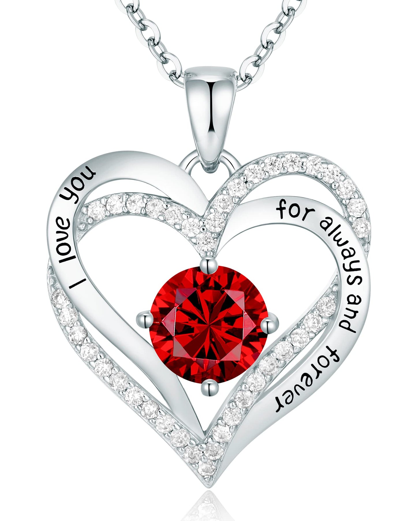 CDE Valentine's Day Gift Forever Love Heart Necklaces for Women, Wedding Anniversary, Birthday Mothers Christmas Day Gifts for Mom, Mother, Wife, S925 Silver Jewelry with Birthstone Pendant
