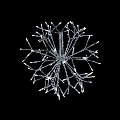 Alpine Corporation 16"H Indoor Holiday 3D Snowflake Hanging Ornament with LED Lights, White , Christmas Decoration