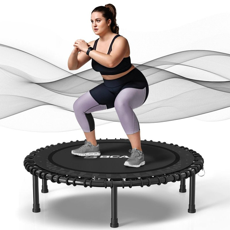 BCAN 450/550LBS Rebounder Trampoline for Adults, 40"/48" Foldable Mini Trampoline with Durable Bungees, Quiet & Stable Exercise Rebounder Trampoline for Indoor/Garden Workout- 40IN-Black