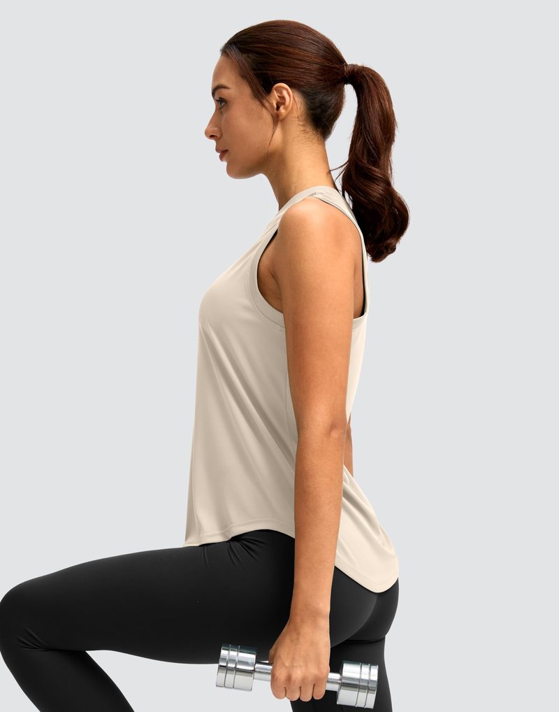 SANTINY Women's Sleeveless Workout Tops Lightweight Tennis Yoga Athletic Running Shirts Racerback Tank Tops for Women (Cream_M)