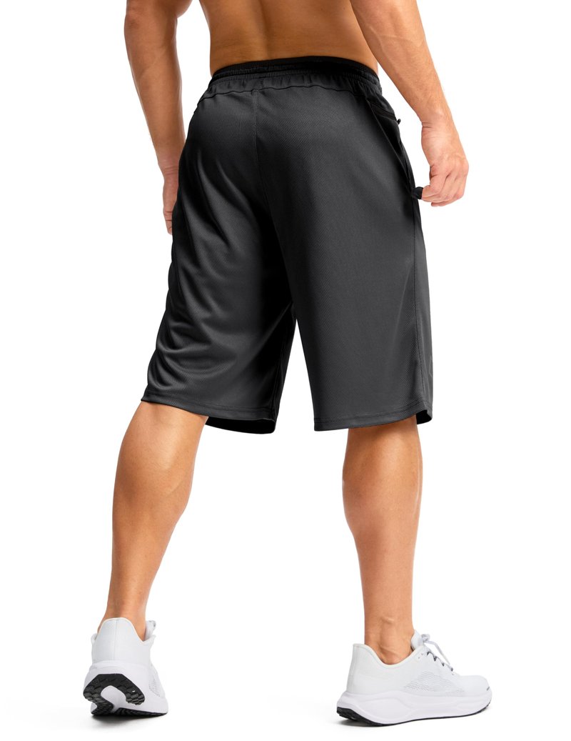G Gradual Men's Long Basketball Shorts with Zipper Pocket 11'' Quick Dry Gym Shorts Lightweight Mesh Athletic Shorts for Men(Black,M)