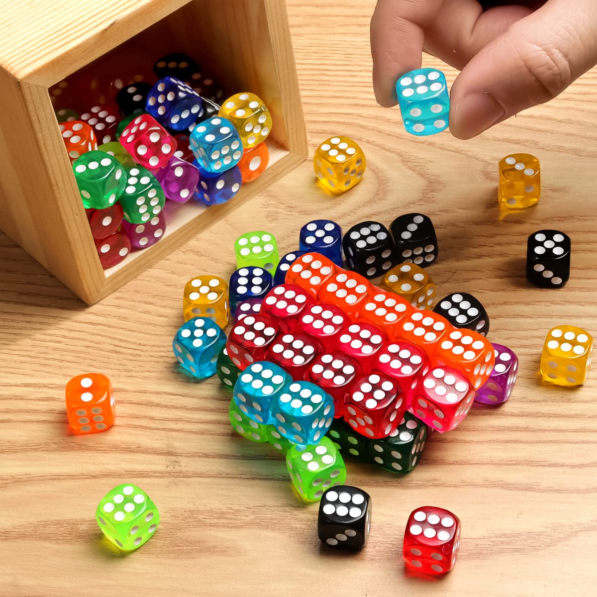 50 Pieces Dice Set, 14mm Bulk 6 Sided Colored Dices for Board Games, Math Learning,Classroom