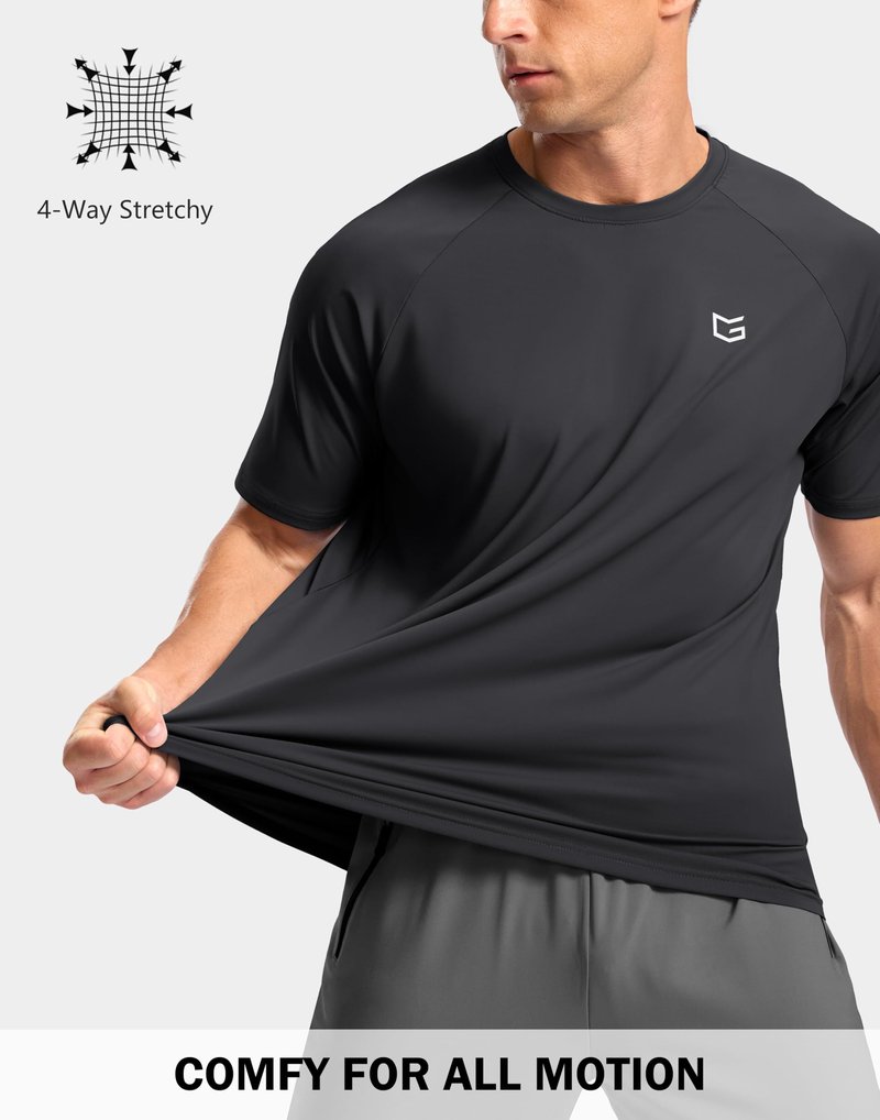 G Gradual Men's Athletic Workout T-Shirts Moisture Wicking Cooling Running Shirts Short Sleeve Performance Tee for Gym Tennis(Dark Grey,L)