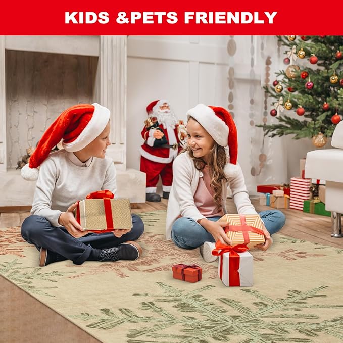 Lahome Snowflake Washable Rugs for Entryway- 2x4 Small Rug Ultra-Thin Soft Door Mat Indoor Entrance, Rubber Backing Throw Carpet Entryway Rug for Kitchen Bathroom Bedroom(2x4ft,Multi)