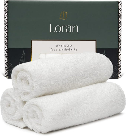 White Washcloths Set of 6 Soft Facial Cloths 10” x 10” 100% Viscose Derived
