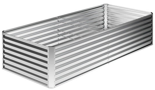 Nedenyou 8x4x2FT Galvanized Raised Garden Bed,Planter Raised Beds-Metal Garden Box,Large Plant for Outdoor Planting, Vegetables Bed，Flower,herb-Silver