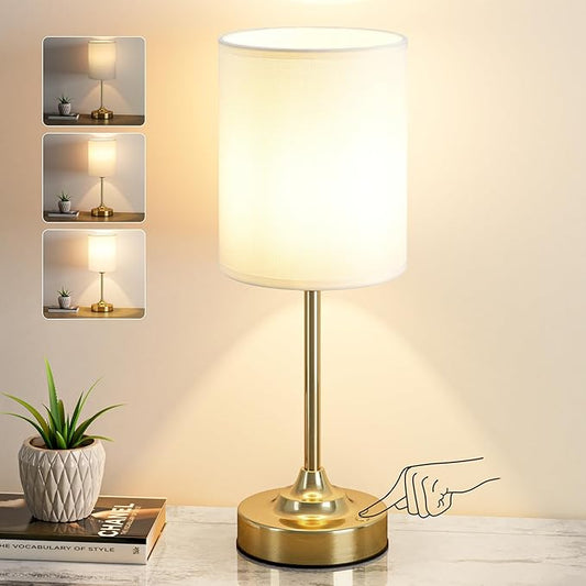 Touch Control Cordlss Table Lamp, USB-C Rechargeable Lamp with Stepless Dimming, 4000mAh Battery Operated Vintage Bedside Lamp for Bedroom, Living Room, Night Light & Emergency Lighting, Brass, 1 Pack