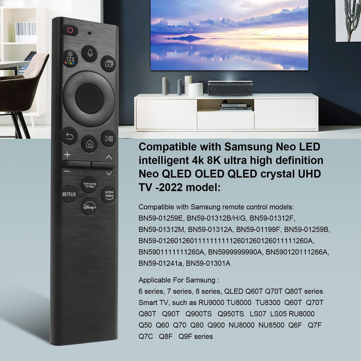 BN59-01357A Replacement Voice Remote Control fit for Samsung Smart TVs Compatible with Samsung QLED Series Smart TV Also BN59-01357F BN59-01357P Full Function Replacement