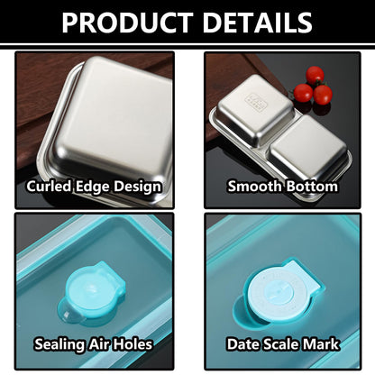 4PCS Reusable Snack Containers with Lids - Stainless Steel Bento Box - Stainless Steel Food Storage Containers - Dishwasher and Suitable for Kitchen Snacks Dips Take Out Travel and Outdoor Camping