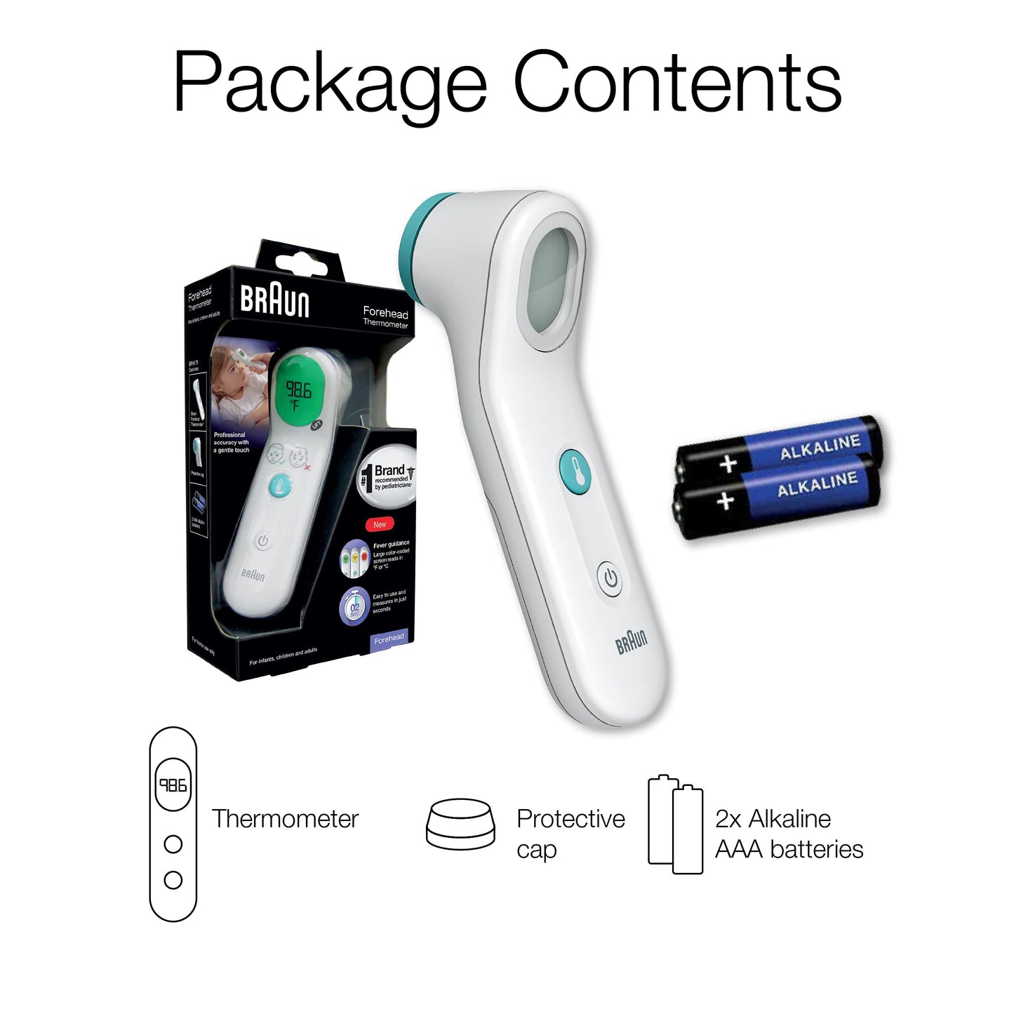 Braun Sensian Contact 5 Forehead Thermometer - Gentle Digital Thermometer with Professional Accuracy and Color Coded Temperature Guidance for All Ages, FSA and HSA Eligible