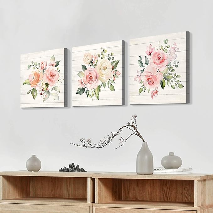 Hardy Gallery Nature Picture Floral Arts Paintings: Bloom Antique Roses Bouquet Graphic Artwork Print on Wrapped Canvas For Walls