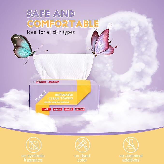 300 Count Disposable Face Towels Ultra Soft Hand Washcloth Lint-Free Dry Wipes