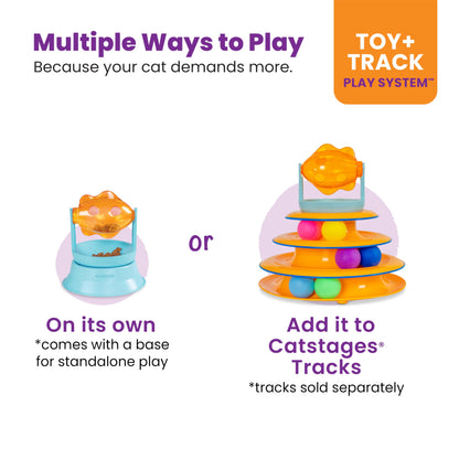 Catstages 2-in-1 Spinning Fish Treat Dispenser Cat Toy, Interactive Puzzle Feeder & Cat Ball Track Add-On, Blue