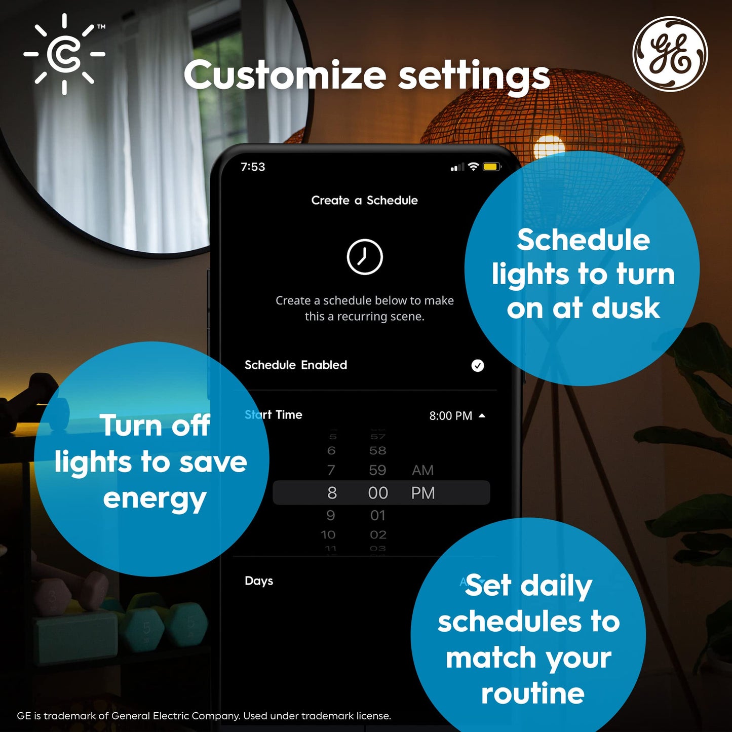 Cync GE Smart LED Light Bulbs, A19 Medium Base, Soft White, 60W Equivalent, Bluetooth and WiFi Light Bulbs, Works with Alexa and Google Home, Dimmable, 4 Pack