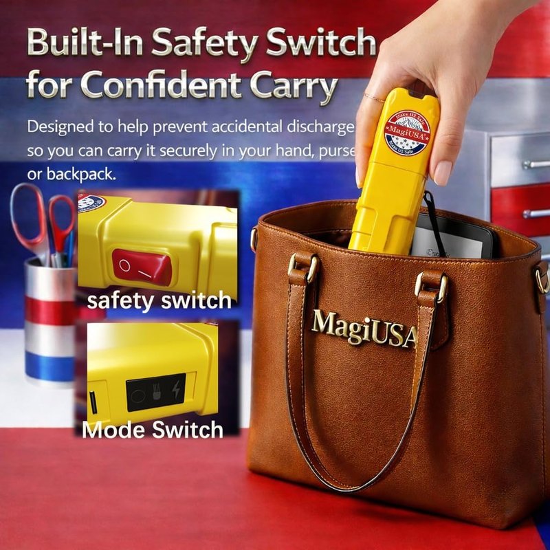 Heavy Tazer Stun Gun for Women - 989 MagiUSA Compact Electric Shock Flashlight with Safety Switch | Non-Lethal Emergency Protection