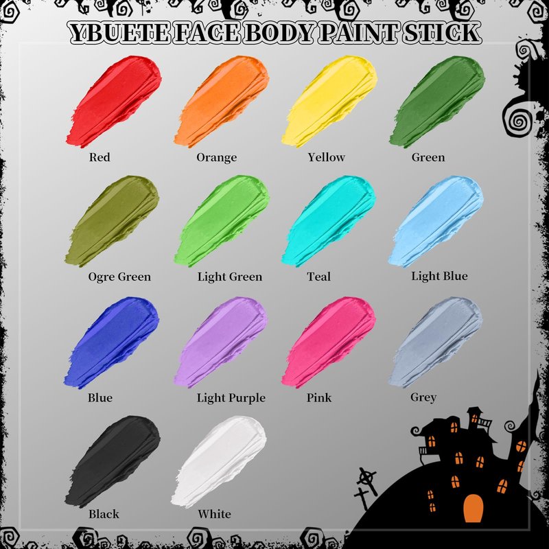 YBUETE Green Face Body Painting Stick, Professional Full-coverage Cream Green Face Paint for St. Patrick's Day Halloween SFX Witch Monster Cosplay Makeup, Washable Body Paint for Adult Carnival