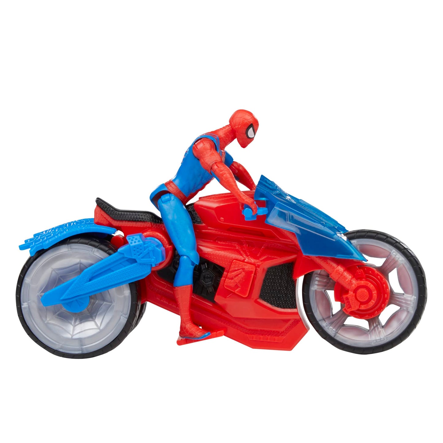 Marvel Spider-Man Web Blast Cycle, 4-Inch Action Figure with Vehicle and 2 Web Projectiles, Kids Playset for Ages 4 and Up