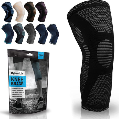 POWERLIX Knee Support for Women/Men, Knee Brace Compression Sleeve Support for Arthritis, Joint Pain, Ligament Injury, Meniscus Tear, ACL, MCL, Tendonitis, Running, Squats, Sports, Black, Large
