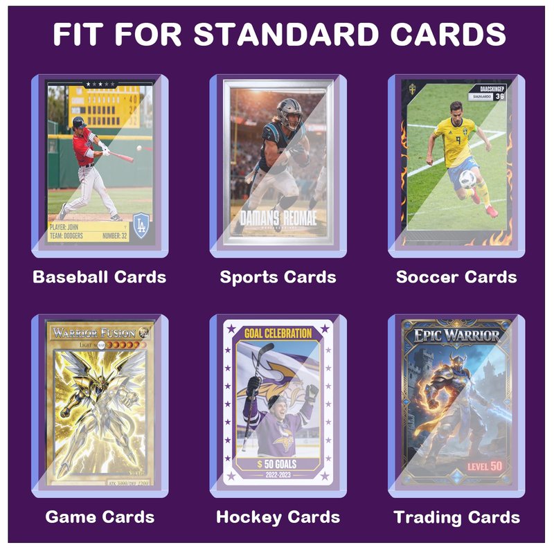 50ct 3"x4" Hard Plastic Card Sleeves - 180pt Rigid Card Cases, Clear Card Protectors for Trading, Baseball, Football and Sports Cards