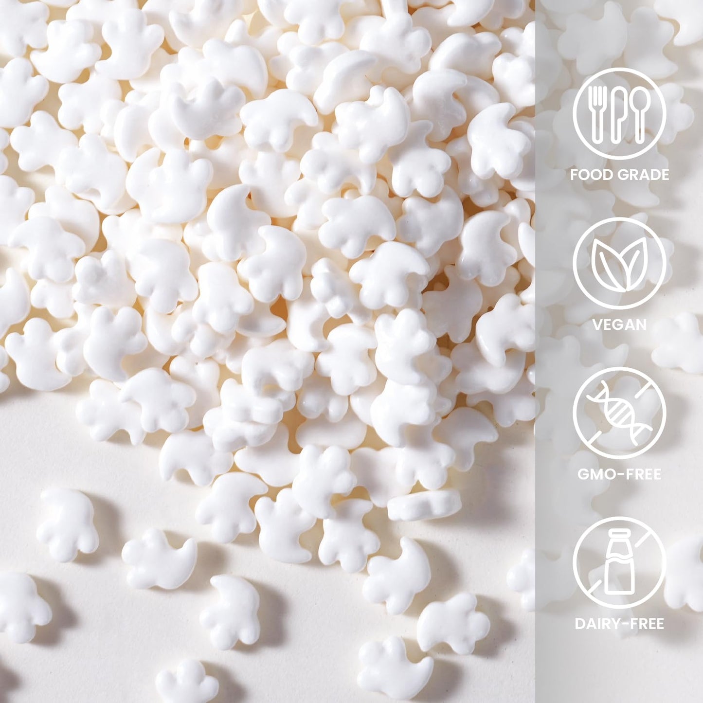Ghosts Sprinkles for Cake Decorating, 3.52oz Edible White Ghosts Candy Sprinkles for Cupcake Toppers Baking Cookie Halloween Party Supplies Birthday Celebrations