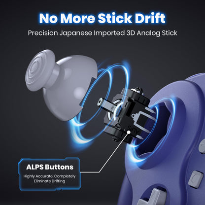 2.4 GHz Wireless GameCube Controller Switch Online Controller, USB Receiver & NGC Receiver, Compatible with Windows PC iOS Mac Raspberry Pi, GameCube/Switch - (Rechargeable) (Plug and Play) Indigo