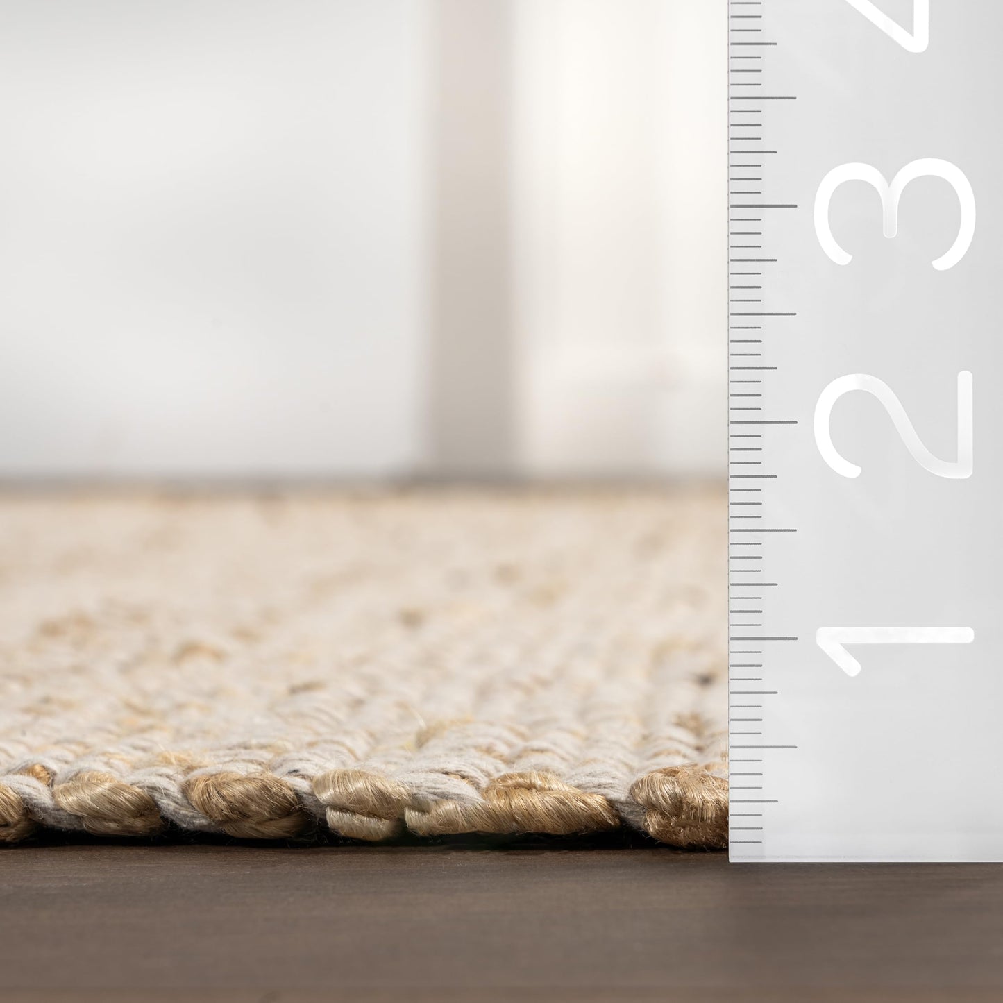nuLOOM 6x9 Elfriede Jute & Cotton Hand Woven Area Rug, Natural, Solid Rustic Farmhouse Style, Weaved Design, Natural Fiber, For Bedroom, Living Room, Dining Room, Hallway, Office, Entryway