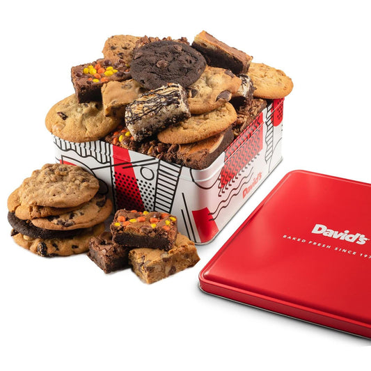 David’s Cookies Gourmet Assorted Cookies and Brownies Gift Basket - 12 x 1.5oz fresh baked cookies and 10 x 2oz individually wrapped brownies - Great for Sharing, Ideal Gift for All Special Occasions