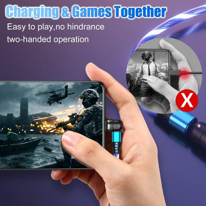 EndlesShine Magnetic Charging Cable (3Pack 3 3/6 6/6 6FT) 180° & 360° Rotation Removable 3 in 1 1PINCharge Cable Micro USB iProduct Device LED Light Magnet Android Charger Type C Cable (Blue)