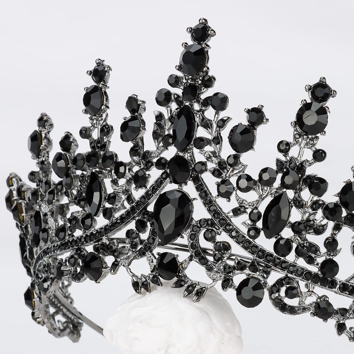 TOBATOBA Black Tiaras and Crowns for Women, Gothic Wedding Tiara, Black Swan Crown Gothic Halloween Costumes for Women Prom Cosplay Accessories
