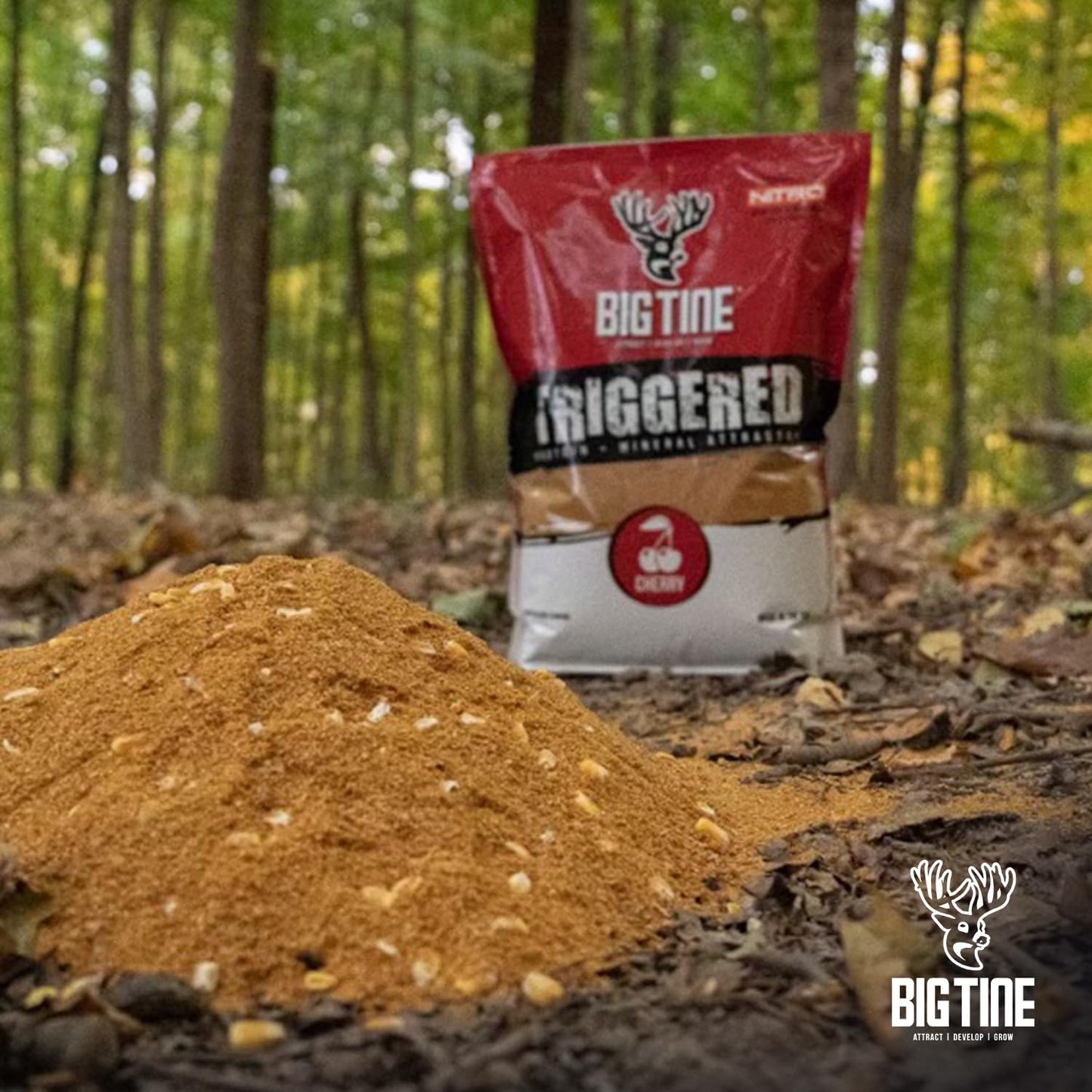 Big Tine Triggered Protein and Mineral Deer Attractant, Cherry Flavor, 5 lbs Bag, Great Addition to Wildlife Feed, Long Lasting Scent, Packed with Vitamins and Minerals