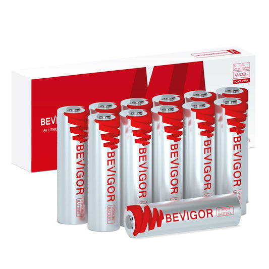 BEVIGOR Lithium Batteries AA 12Pack, 3000mAh 1.5V Double A Lithium Battery, Longer Lasting AA Batterie for Blink Smart Lock Deadbolt, Security Aralm System High-Tech Devices【Non-Rechargeable】