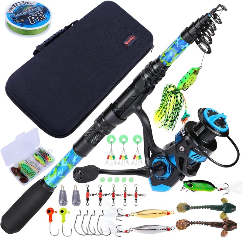 Telescopic Fishing Rod and Reel Combo - Carbon Fiber Travel Kit with 11+1 Bearings | Ideal for Bass, Trout, Catfish, Redfish