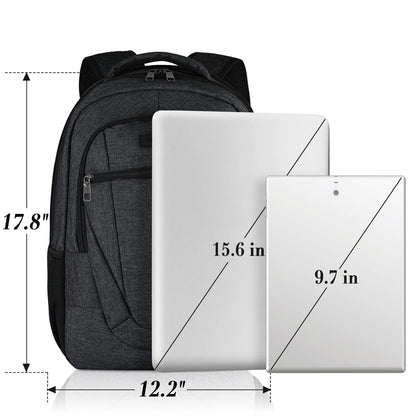 Laptop Backpack, School Backpack for Boys Water Resistant School Bag with USB Charging Port, Business Anti Theft Durable 15.6 Inch Laptop Bag, Gifts, Black