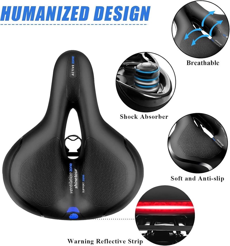 Comfort Bike Seat - Memory Foam Padded Saddle Cushion for Men & Women | Universal Fit for Indoor/Outdoor Use