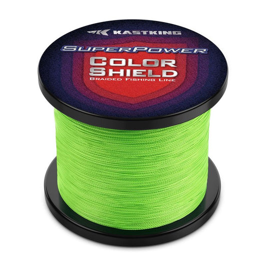 KastKing Superpower ColorShield Braided Fishing Line, Neon Green, 10LB, 500Yards, X4