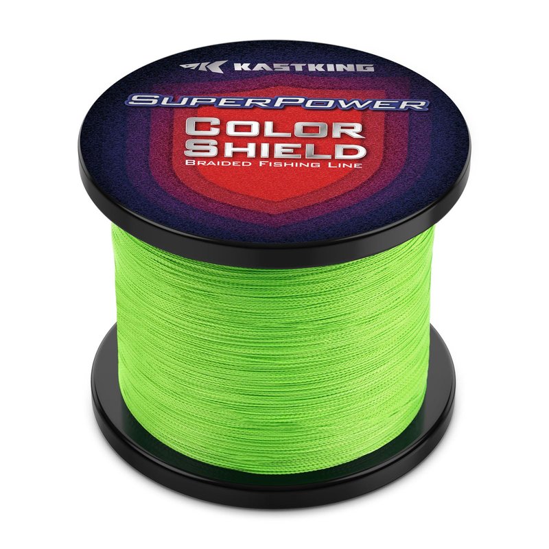 KastKing Superpower ColorShield Braided Fishing Line, Neon Green, 15LB, 300Yards, X4