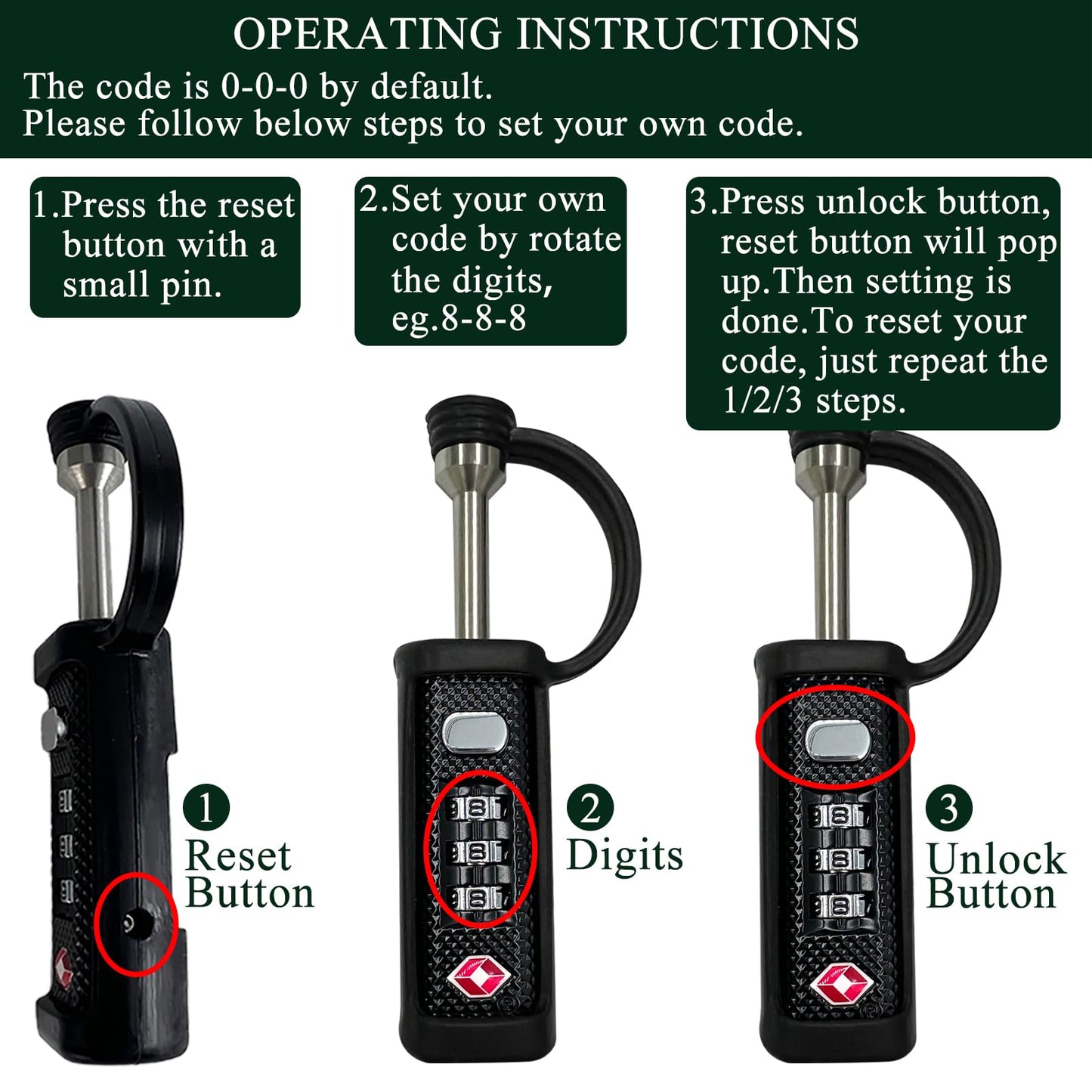 Gun Case Lock TSA Approved Locks for Gun Case,Cut-Proof Padlock for Guns/Rifles/Hard Pistol Cases/Firearms/Handguns/Revolvers/Camera/Drone/Equipments/Instruments/Tools Protective Hard Cases(Black)