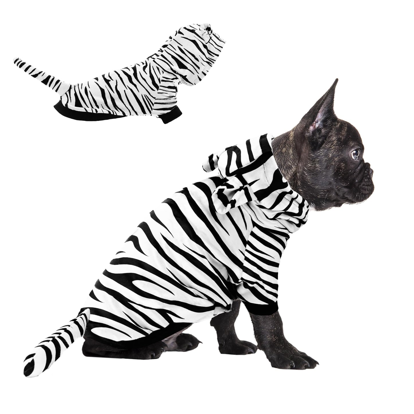 NACOCO Halloween Dog Tiger Costume - Pet White Tiger Cosplay Clothes Coat Hoodie Outfits Cute Warm Winter Apparel for Small and Medium Dogs(White, M)